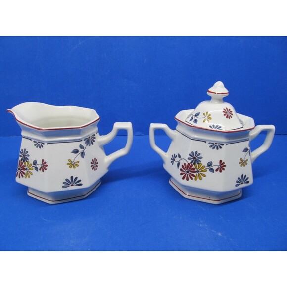 Adams Ironstone Vermont Covered Sugar Dish And Creamer Excellent Cond - Picture 15 of 15